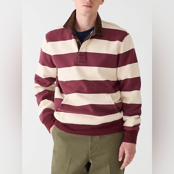 NEW J Crew Heritage 14 oz. fleece rugby pullover with corduroy collar!!! - Picture 2 of 10